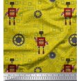 thumbnail image 1 of Soimoi Yellow polyester Crepe Fabric Cartoon Machine & Gear Parts Hardware Print Fabric by Yard 52 Inch Wide, 1 of 3