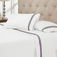 thumbnail image 2 of Benzara BM202913 Pisa Sunshine Lace Hem Full Size Sheet Set, White & Purple - 4 Piece, 2 of 2
