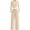 Beige, variant on Casual 2 Piece Sets For Women Fall Outfits Ribbed Spring Long Sleeve Crop Top Wide Leg Pants Matching Lounge Set