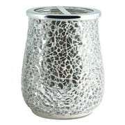 Better Homes & Gardens Glimmer Mosaic Glass Toothbrush Holder, Shiny Silver Grey