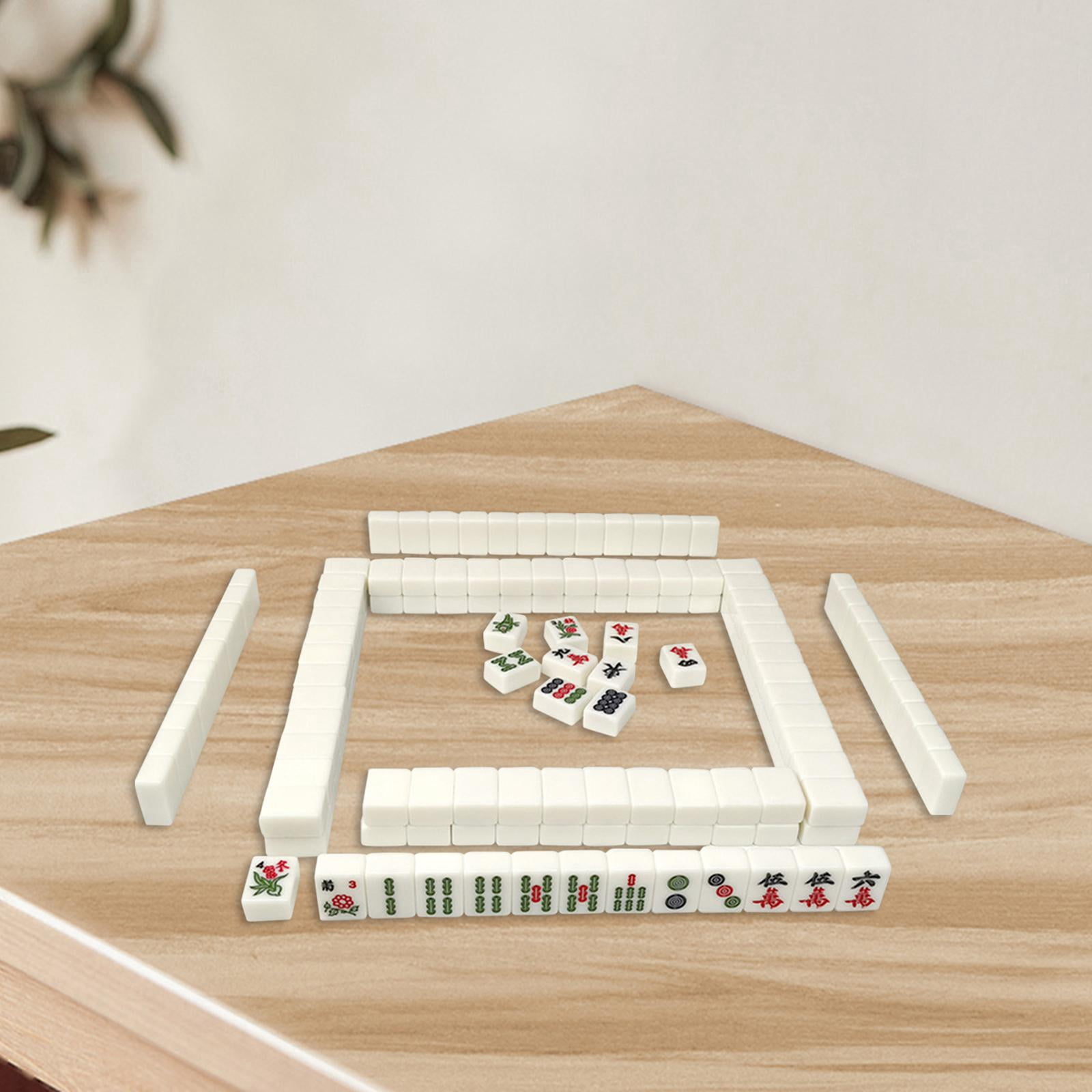 LeeQinersw 144x Chinese Version Game Set Leisure Time Chinese Style Game Mini Mahjong Tiles White