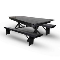 Black X-Leg Farm Table Dining Set with 2 Benches by Chivari