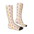 thumbnail image 3 of Picia Women Crew Soft Moisture-wicking Socks Yellow Pueple Rabbit Pattern Design Cotton Socks, One Size fit All, 3 of 9