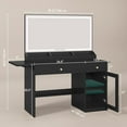 thumbnail image 2 of Vanity Desk with Large Mirror and LED Light, Power Outlets, Makeup Vanity Table with Foldable Countertop, Dressing Table with RGB Cabinet, 2 of 6