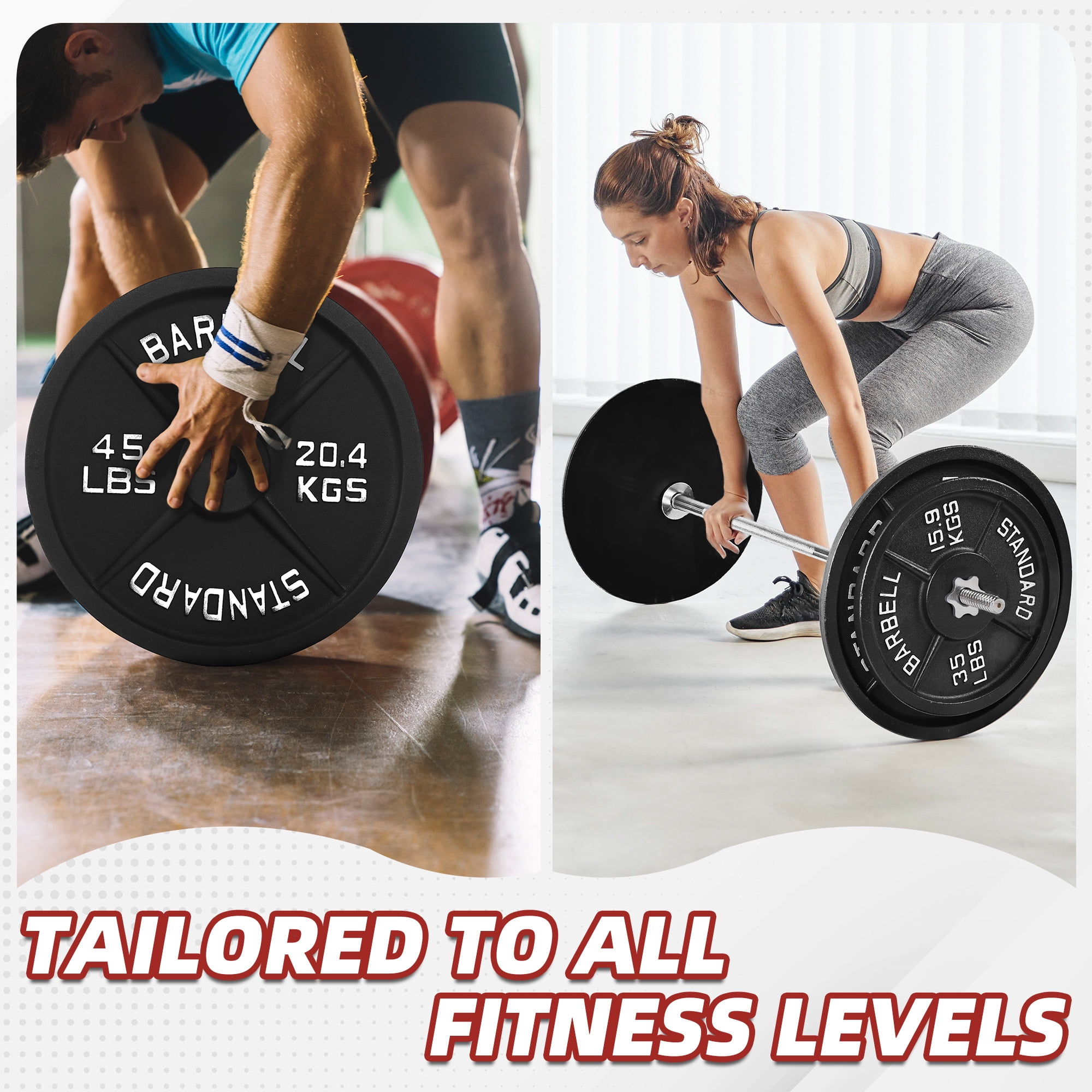 BalanceFrom 100 lbs fitness set, 5-foot standard barbell (10 lbs) with star lock, cast iron weight stack (50 lbs), suitable for a variety of training, suitable for home and professional gym