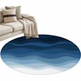thumbnail image 2 of Abstract Round Living Room Rugs 4 ft, Blue White Beach Gradient Ocean Waves Washable Area Rug with Non-Slip Sturdy Edge Binding Round Carpet for Entryway Kitchen Bedroom Bathroom, 2 of 9