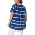 thumbnail image 3 of Agnes Orinda Women's Plus Size Tops Tie Dye Short Sleeve Casual Round Neck Pleated Summer Basic T Shirts 2X Blue, 3 of 6
