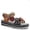 NAVY MULTI, variant on Spring Step L'Artiste Women's Laga Slide Sandal – Premium Hand Painted Leather Footbed Flexible Sole – Teardrop Cutout Circular Buckle, Arch Support Stylish Design