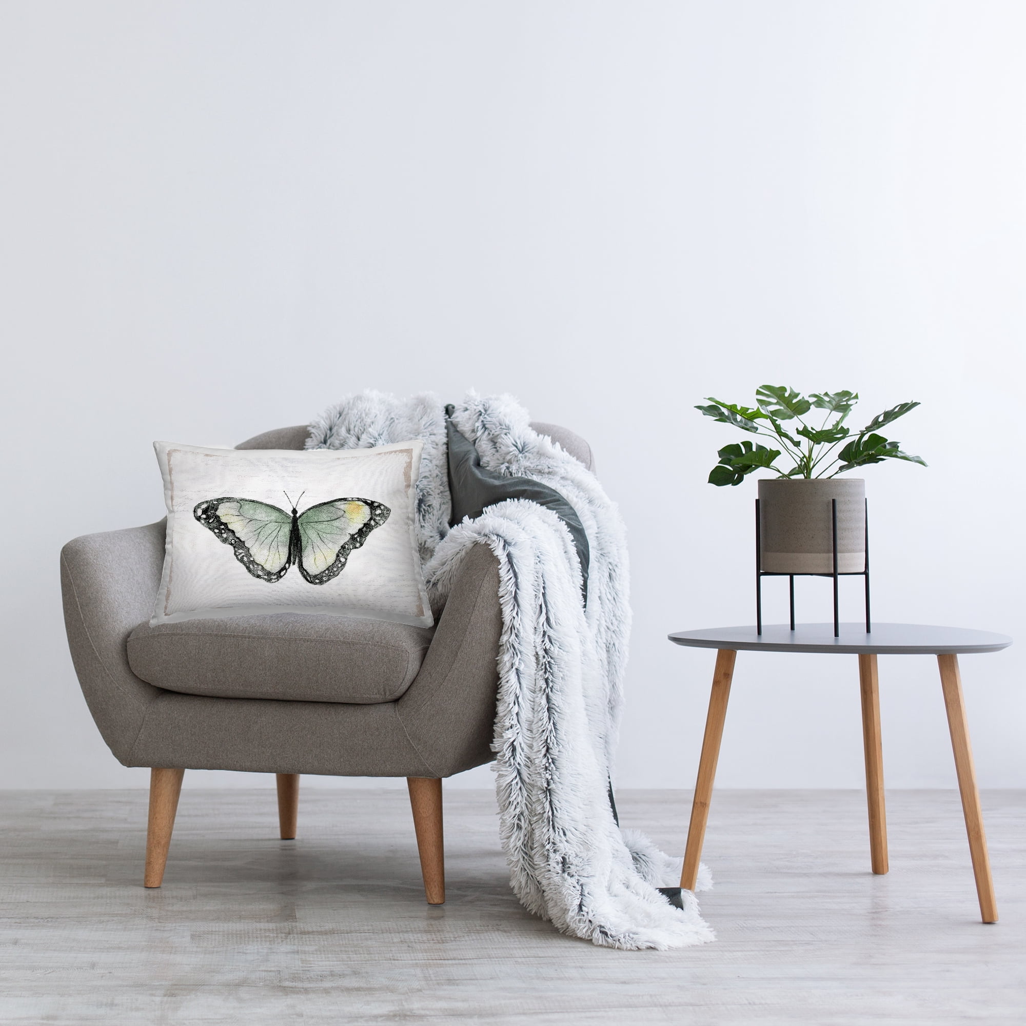 Stupell Industries Simple Butterfly Visage Decorative Printed Throw Pillow Design by Janet Tava.
