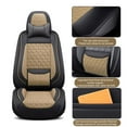 thumbnail image 4 of WAASOSCON Car Seat Cover Full Set, Leather Car Seat Cover, Car Seat Cushion, Nappa Leather Seat Covers Car Seat Front Rear Seat Covers Set of 5 Car Interior Accessories Protector Fit Most Cars, 4 of 9
