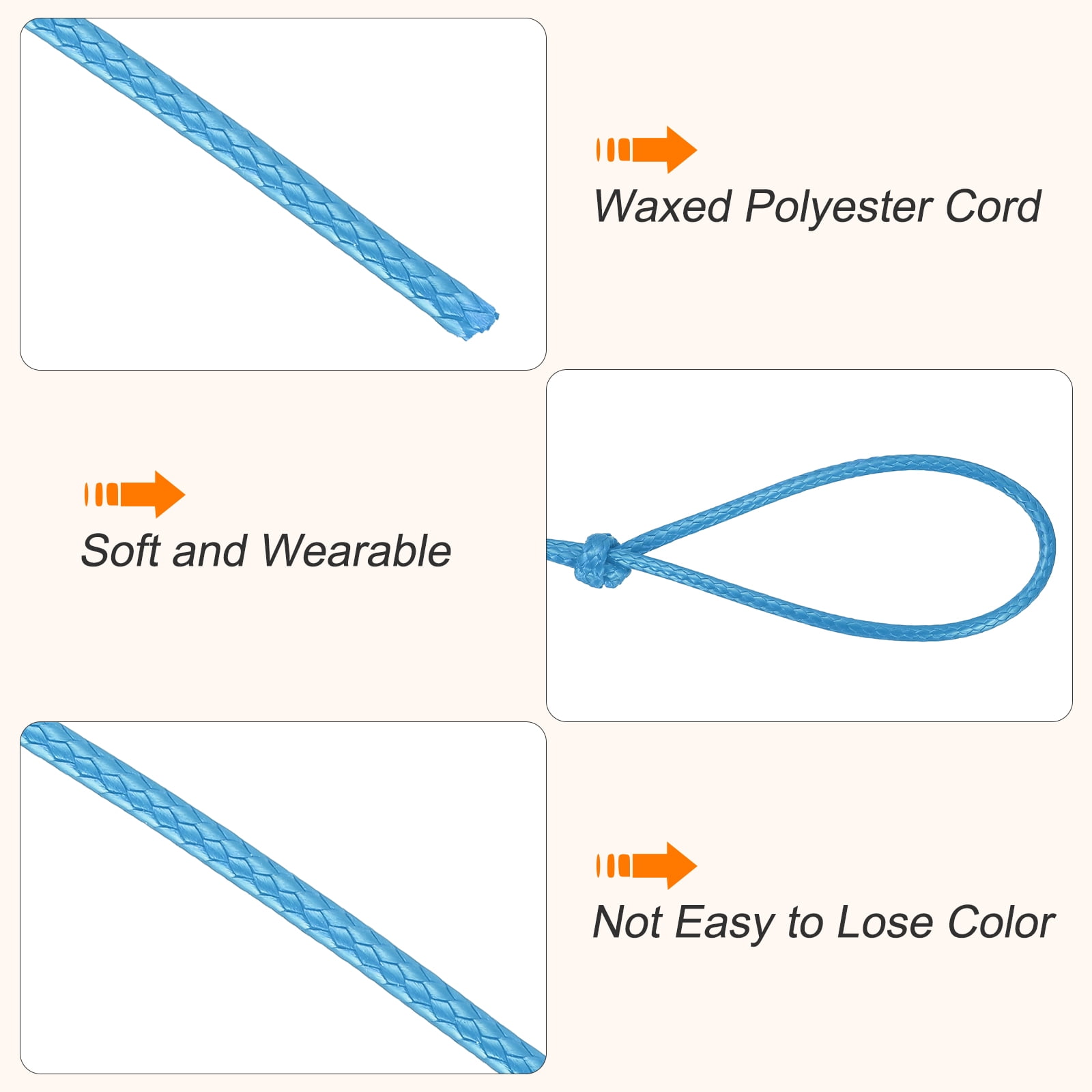 Waxed Cord 3.5mm Waxed Thread 44 Yard Wax String Leather Cord for Bracelet Making, Necklaces, Beading, Jewelry Making and DIY Crafts(Sky Blue)