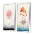 thumbnail image 3 of Designart "Impression of Solitude Minimal Watercolor Single Tree I" Landscape Trees Framed Wall Art Set Of 2 - Traditional Pink Framed Wall Art Set Of 2, 3 of 6