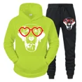 thumbnail image 3 of Conjunto de dos piezas con estampado de perro divertido y gafas de corazón para hombre, sudadera de manga larga a la moda de otoño y pantalones deportivos con cordón, 3 of 4