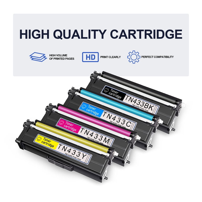 ALUMUINK TN433 Toner Cartridges 4 Pack, Replacement for Brother
