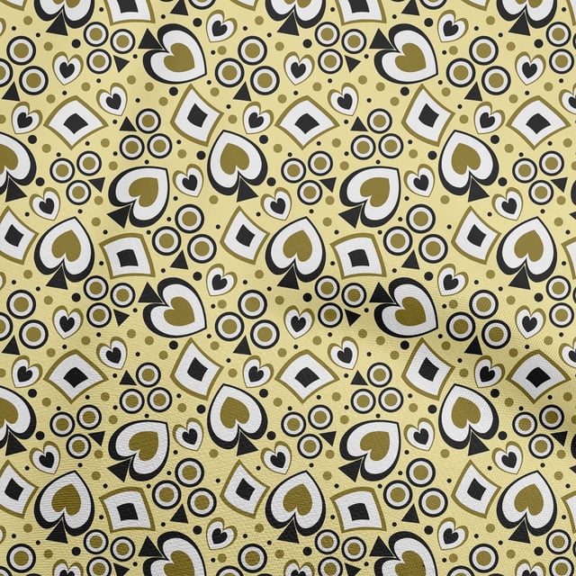 oneOone Velvet Yellow Fabric Poker Card Sewing Craft Projects Fabric Prints By Yard 58 Inch Wide