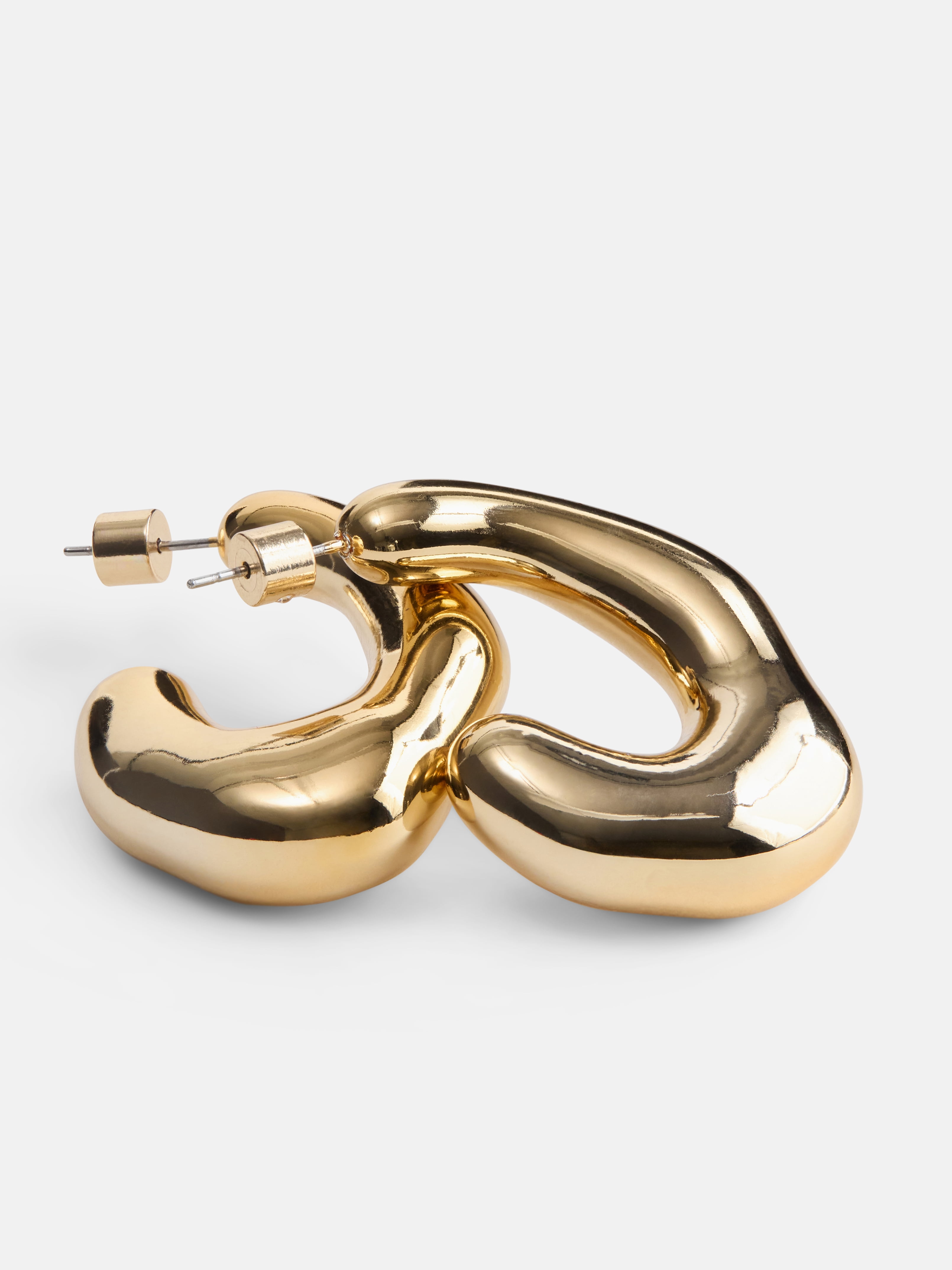Scoop Women's Gold Tone Abstract Open Hoop Earrings, 1 Pair