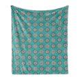 thumbnail image 1 of Blue Mandala Soft Flannel Fleece Throw Blanket, Medieval Floral Royal Pattern Symmetrical Motifs, Cozy Plush for Indoor and Outdoor Use, 50" x 60", Turquoise Black, by Ambesonne, 1 of 6