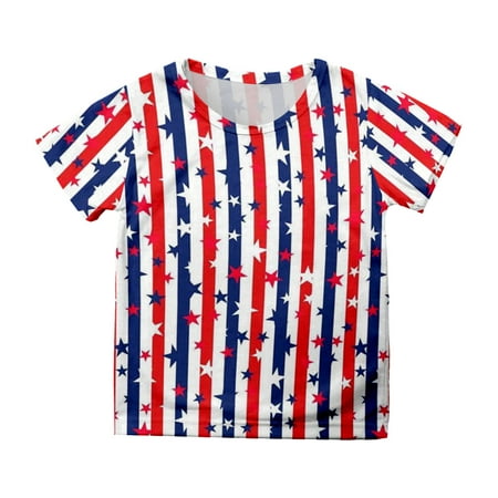 

WUXIAN Toddler Shirts Independence Day Printed T-Shirts For Teen Kids Boys Girls Short Sleeve Child Tops Infants Baby Clothes Cute Dailywear