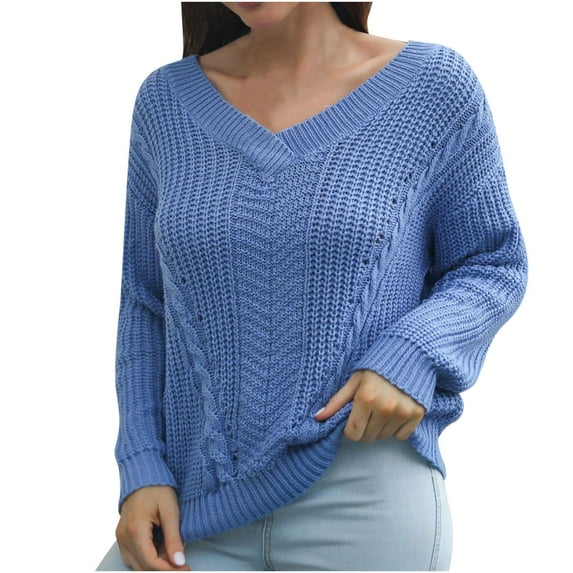 Ozmmyan Womens Oversized Soft Sweater Long Sleeve Loose V Neck Henley Tops Pullover Knit Jumper Sweaters