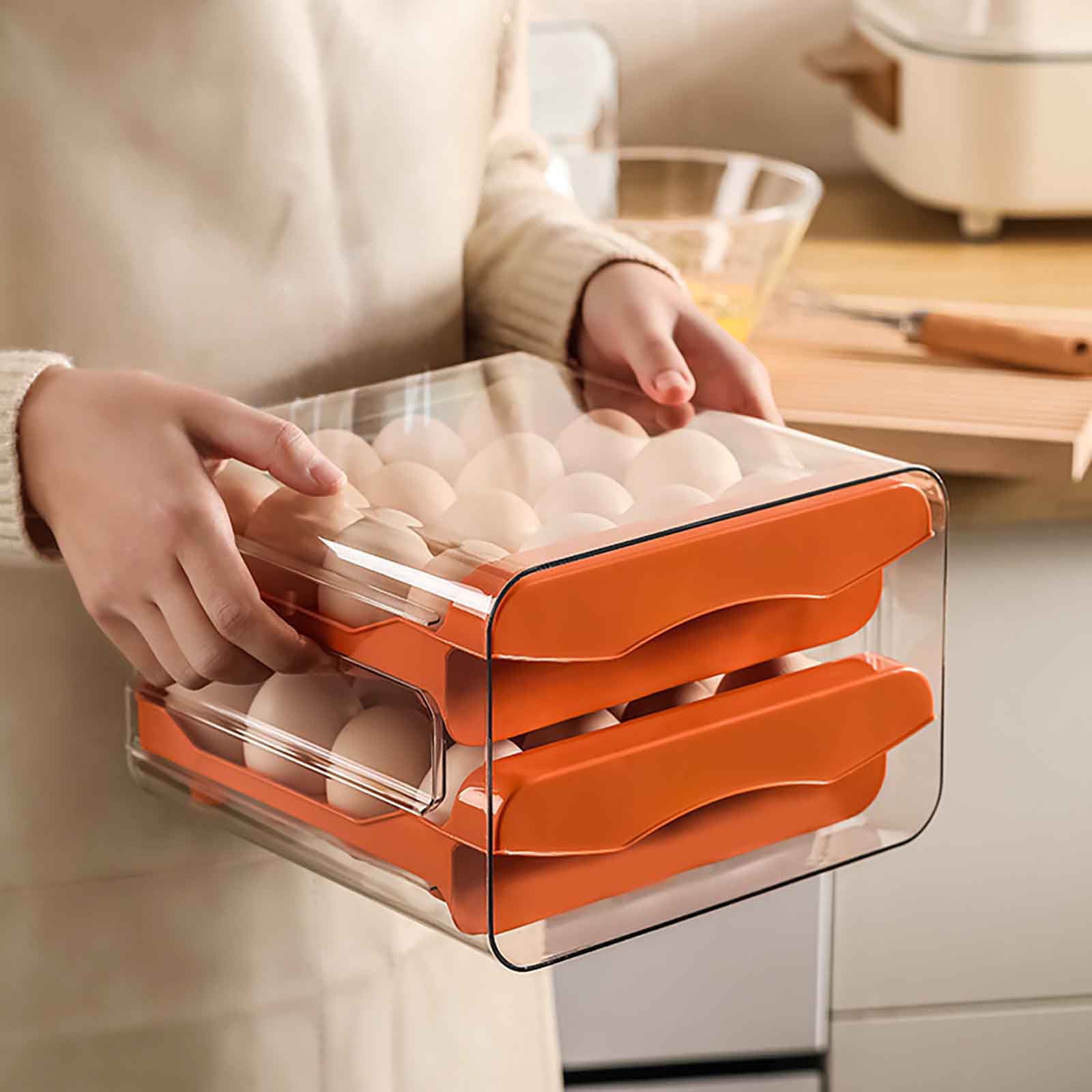 Portable Egg Carton for 24 Eggs | Foldable Plastic Storage Box with Snap Lid & Clear Window | Kitchen & Travel Organizer