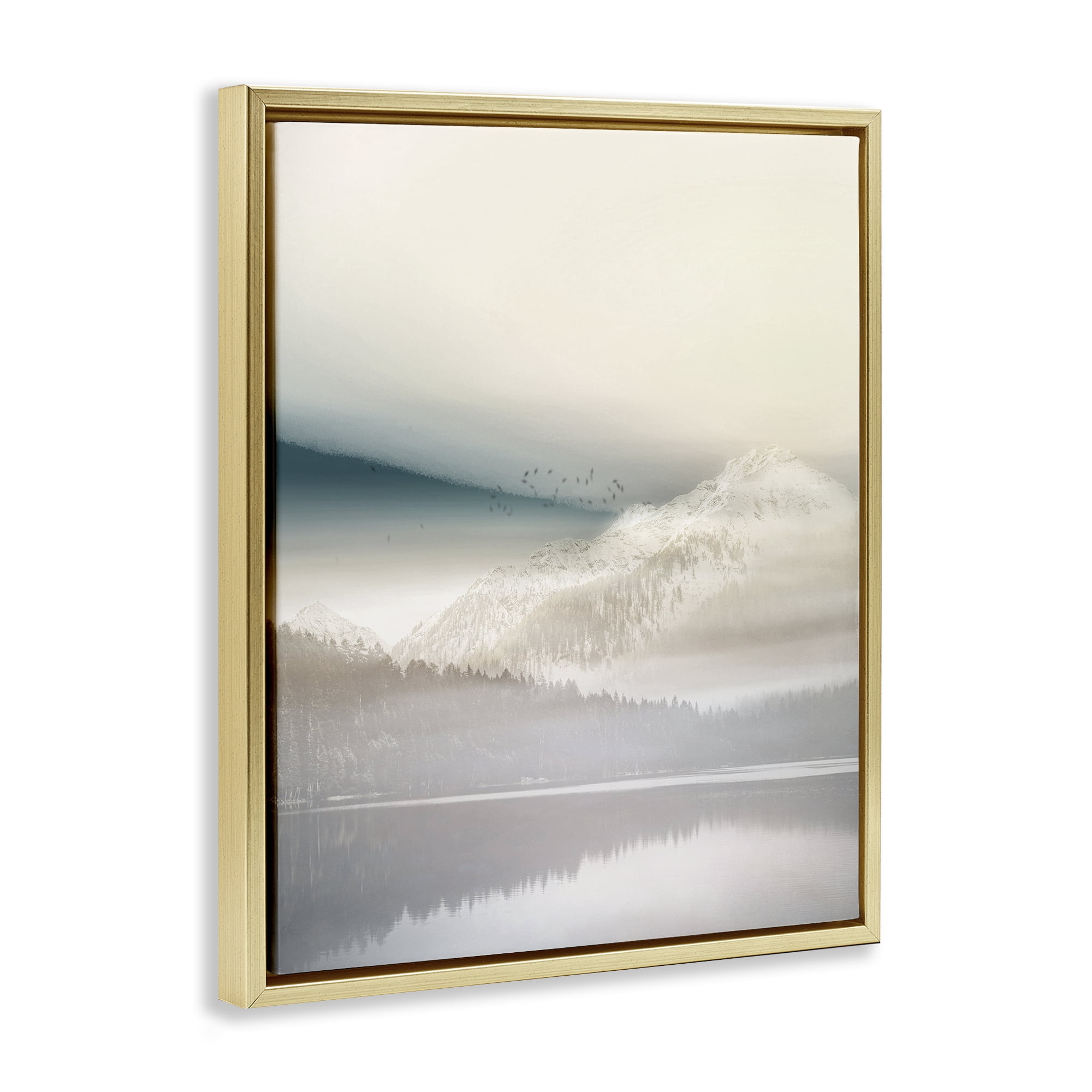 Stupell Industries Mountainous Vanilla Landscape Gold Framed Floater Canvas Wall Art, design by Gemma Bardot