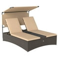 thumbnail image 2 of Costway Outdoor Daybed with Adjustable Backrests 2-Person PE Rattan Patio Bed with Canopy, 2 of 10