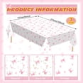 thumbnail image 2 of 3 Pack Coquette Pink Bow Tablecloth 54 x 108 Inch Plastic Wedding Baby Shower Tablecloths Disposable Christmas Rectangle Pink Bow Pattern Table Cloth for Party Dining Indoor Outdoor(White), 2 of 6