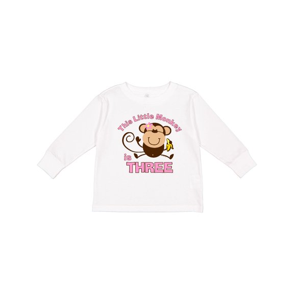 Inktastic Little Monkey Girl 3rd Birthday Girls Long Sleeve Toddler T-Shirt