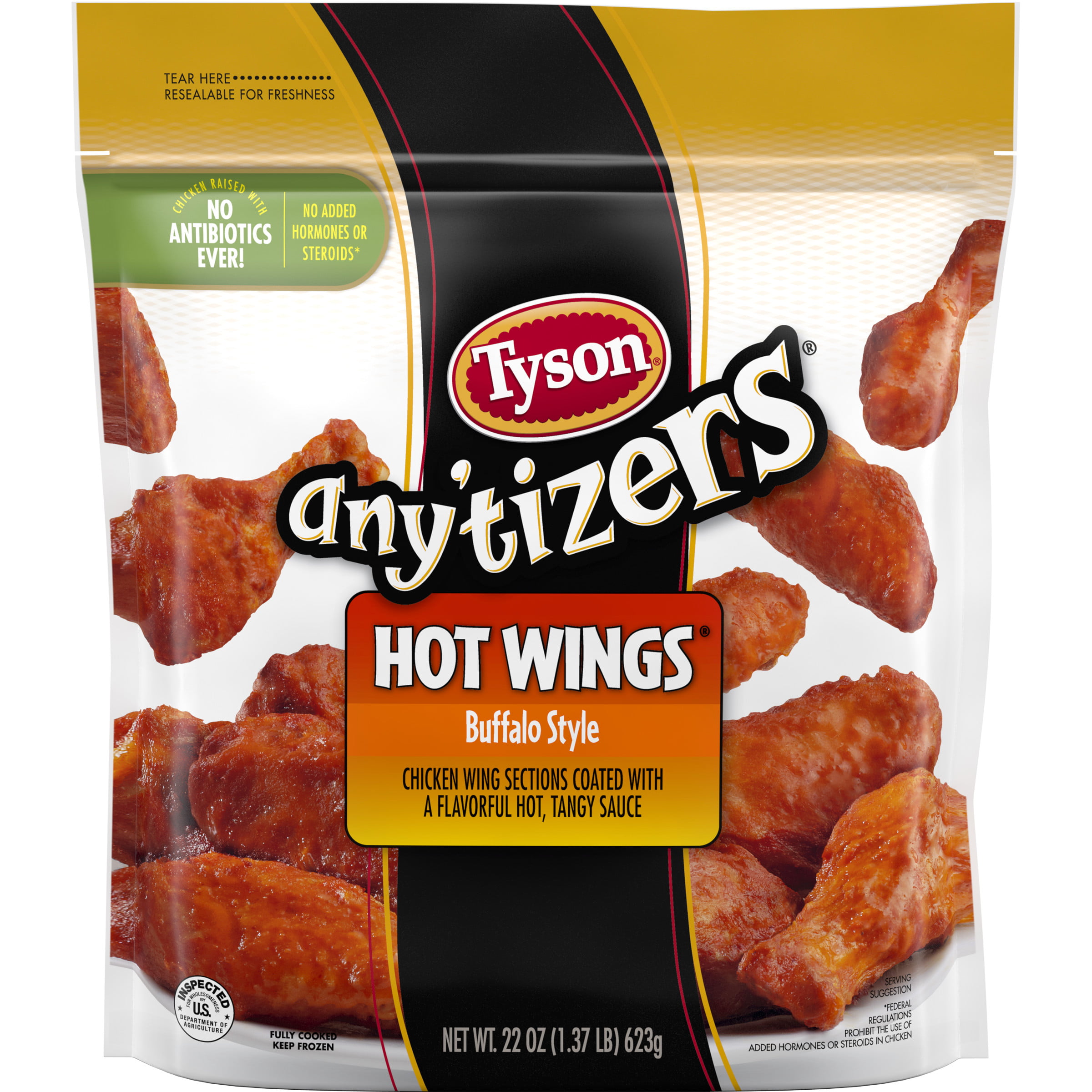 Tyson Any Tizers Buffalo Style Bone In Chicken Wings 22 Oz Frozen Walmart Com Walmart Com
