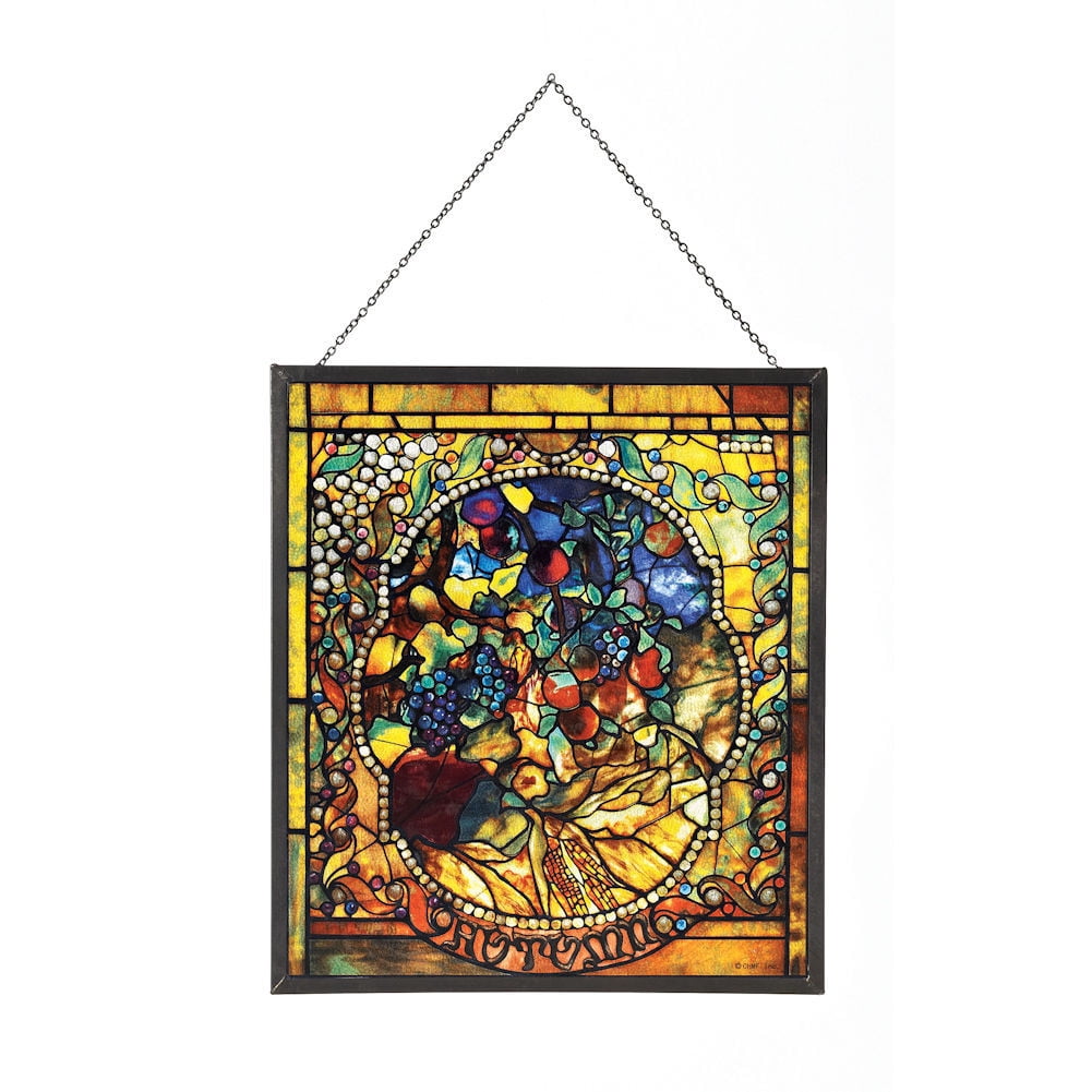 25" BY 20" PRAIRIE STYLE GEOMETRICS OF NATURE STAINED GLASS MASTERPIECE 
