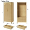 thumbnail image 6 of UGTOO 70"H 2-Door Armoire Wardrobe with 2 Drawers & Fluted Design Natural Wood Color Closet with Gold Handles, Freestanding Clothes Storage Cabinet for Bedroom, 6 of 7