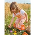 thumbnail image 6 of Coollooc Toddler Girl Plaid Jumpsuit, Easter Outfit Overalls Easter Eggs Bunny Embroidery Neck Strap Ruffled Leg Outfit, Romper Flare Pants Bell Bottom Jumpsuit(Orange,3Y), 6 of 9