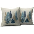 thumbnail image 2 of Brown Blue Christmas Pillowcase, 18x18 Christmas Tree Print Decorative Throw Pillow, Outdoor Farmhouse Holiday Decor Pillowcase, Cushion Cover Decor, Suitable for Home Sofa Beds (2-Pack), 2 of 12