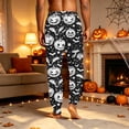 thumbnail image 7 of Men's Halloween Pajama Pants, Gradient Bat Print Drawstring Joggers with Pockets, Tapered Cuffed Soft Holiday Sleep Pants for Men Black B L, 7 of 7
