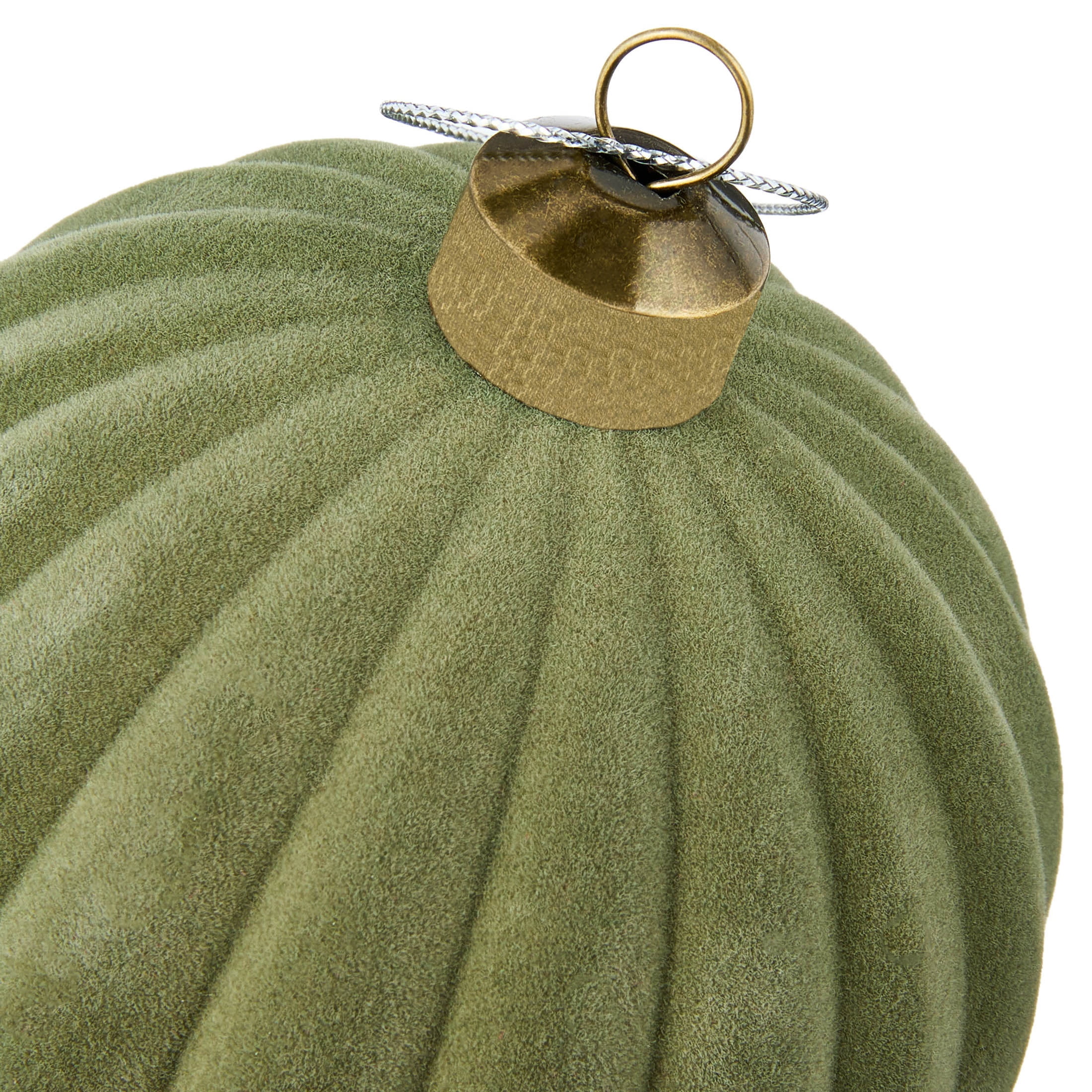 8-Count Sage Green Velvet-Feel Shatterproof Christmas Ornaments, 4", by Holiday Time