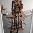 thumbnail image 2 of Pompotops Robe de Mode pour Femmes à Manches Longues Col en V Imprimée pour Vacances d'Automne en Solde, 2 of 6