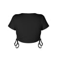 thumbnail image 7 of Xuanfei Women Side Drawstring Lace Up Crew Neck Short Sleeve Cropped Top, 7 of 7