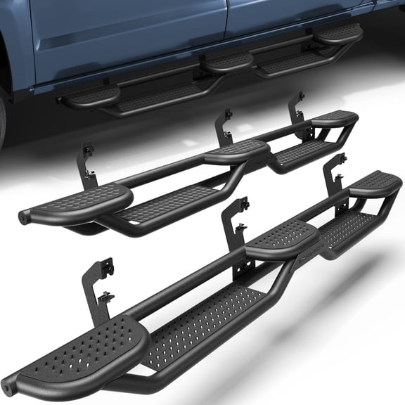 POFENZE Running Boards for 2007-2018 Chevy Silverado & GMC Sierra 1500, 2007-2019 Chevrolet Silverado & GMC Sierra 2500 HD 3500 HD Crew Cab, Heavy Duty Nerf Bars, 2-Pack