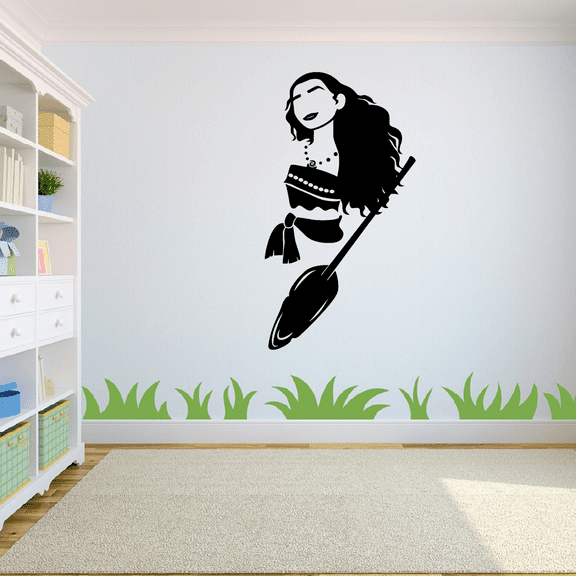 Moana Of Motonui Disney Princess Silhouette Disney Movie Moana Characters Silhouette Vinyl Wall Art Wall Sticker Decal Home Kids Study Room Boys Girls Room Wall Décoration Wall Décor Size (20x8 inch)