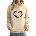 thumbnail image 2 of Sevevn Women's Printed Off Shoulder Sleeves Long Sleeved Top Hooded Sweatshirt Khaki S Holiday Gift Finder, 2 of 4