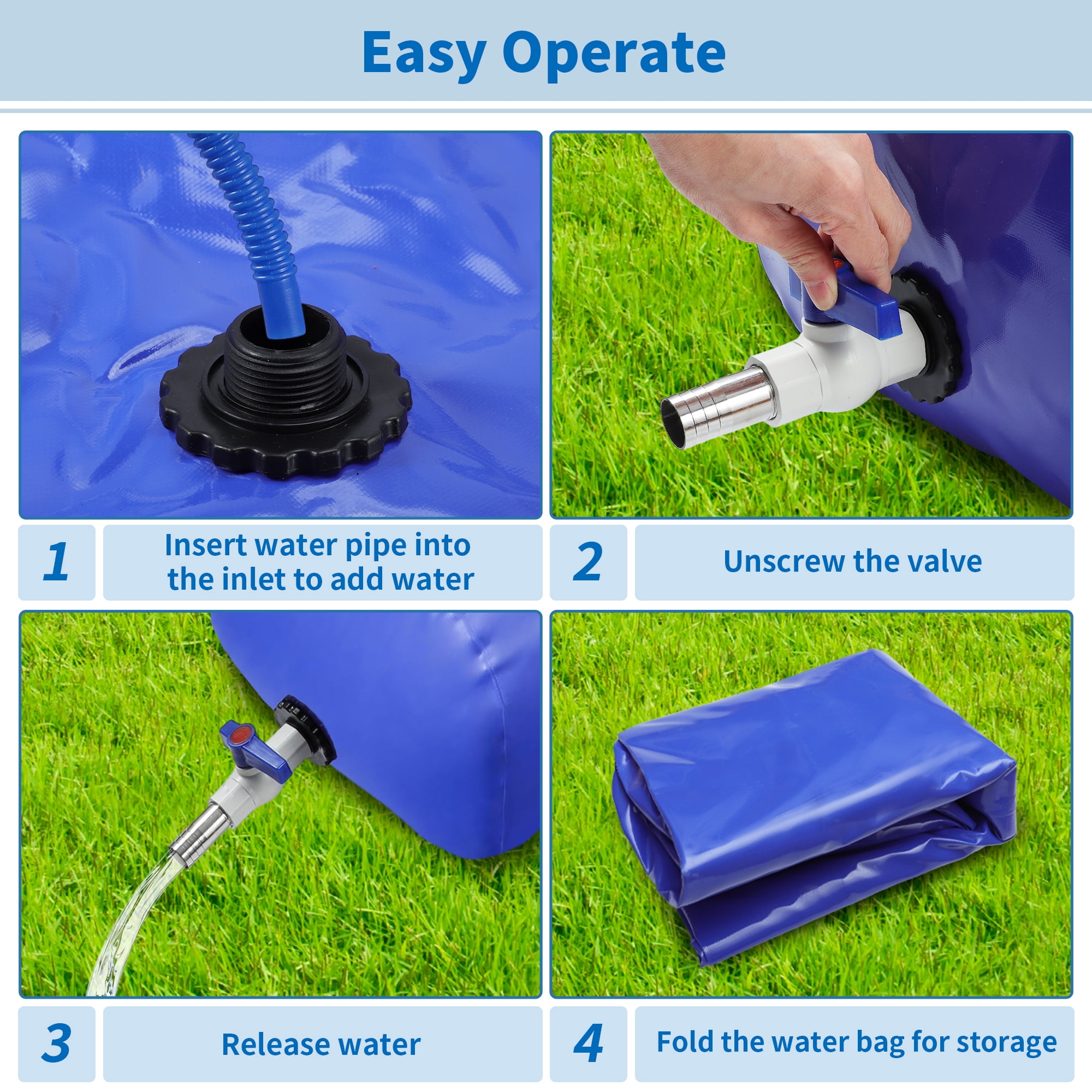 Unique Bargains 110 L/29 Gal Water Storage Bladder Container Large Capacity Foldable Portable Water Tank Urgency Water Bladder Soft Water Bag RV Camping Garden Watering Field Irrigation 1000D