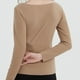 thumbnail image 5 of Tops básicos para mujer,Camiseta de invierno de manga larga con cuello redondo para mujer, informal, lisa, de tejido elástico suave, cómoda para uso diario, sopatenor, 5 of 7