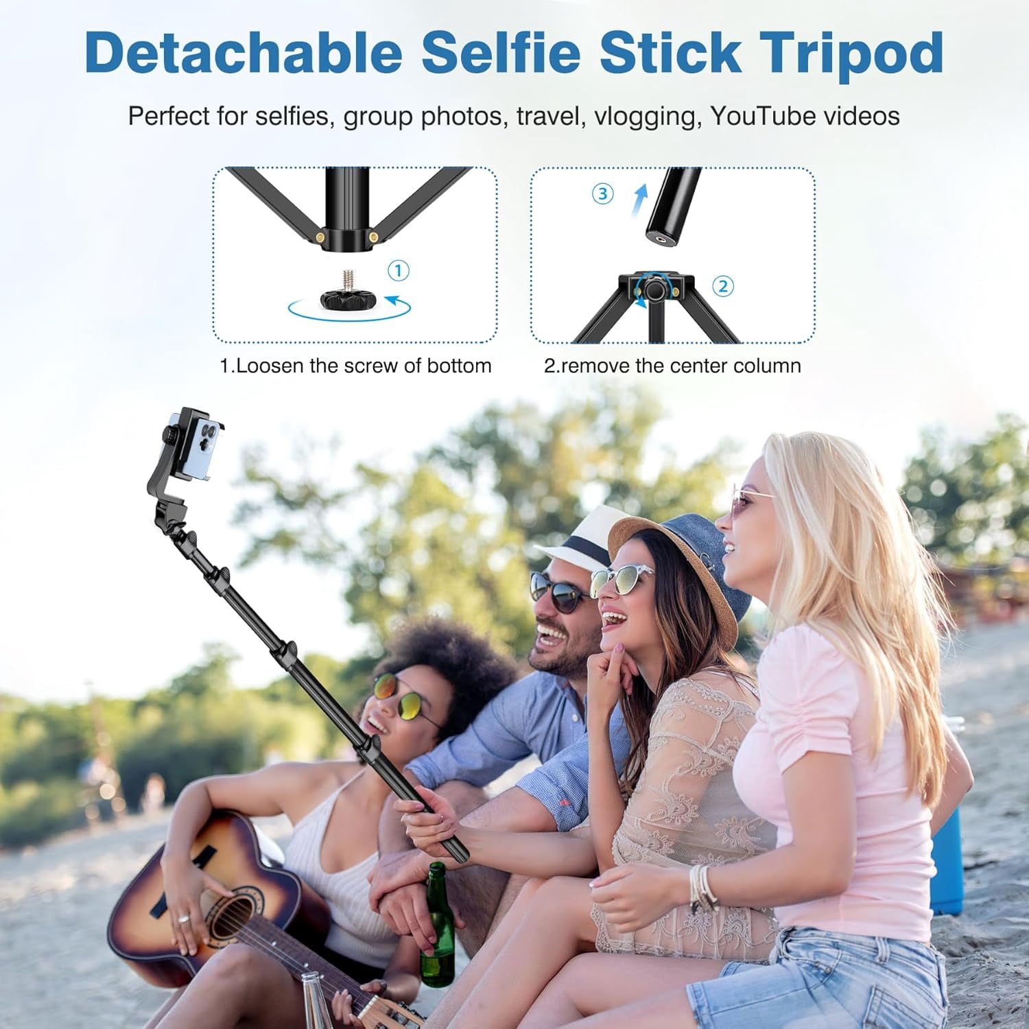 A house of tools 70" Phone Tripod with Remote & Holder, Portable Cell Phone Stand, Selfie Stick for Video Recording, Compatible with iPhone 14/13 Pro Max/Android/Camera