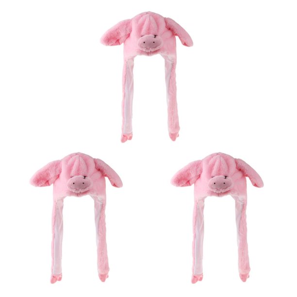 Qarigey Funny Plush Piggy Hat Pig Ears The Movable Paws Up Popping Pressing Type1
