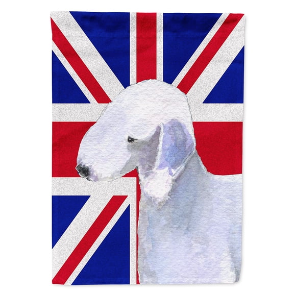 Bedlington Terrier with English Union Jack British Flag Garden Flag