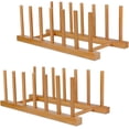 thumbnail image 1 of Estante para platos de bambú estante vertical para secado de vajilla organizador de armario cocina para platos ollas tapas tazones tablas de cortar y libros, 1 of 7