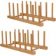 thumbnail image 1 of Estante para platos de bambú estante vertical para secado de vajilla organizador de armario cocina para platos ollas tapas tazones tablas de cortar y libros, 1 of 7