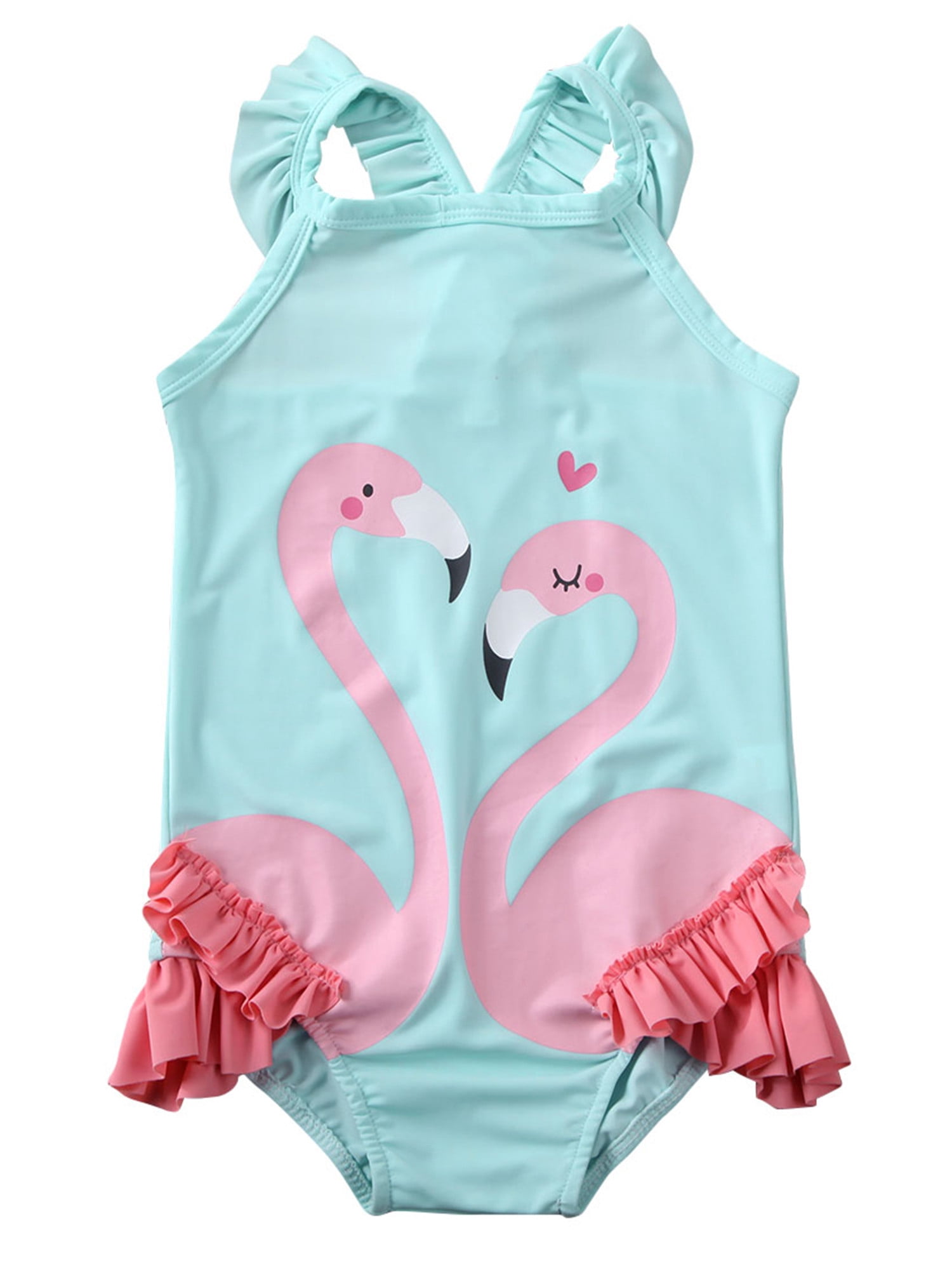 Baby Girl One Piece Swimsuits Flamingo Bathing Suit Infant Girl Sleeveless Halter Swimwear Swim