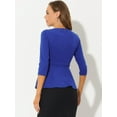 thumbnail image 3 of DARING DIVA Women's Round Neck 3/4 Sleeve Elegant Work Peplum Tops 3XL Blue, 3 of 6