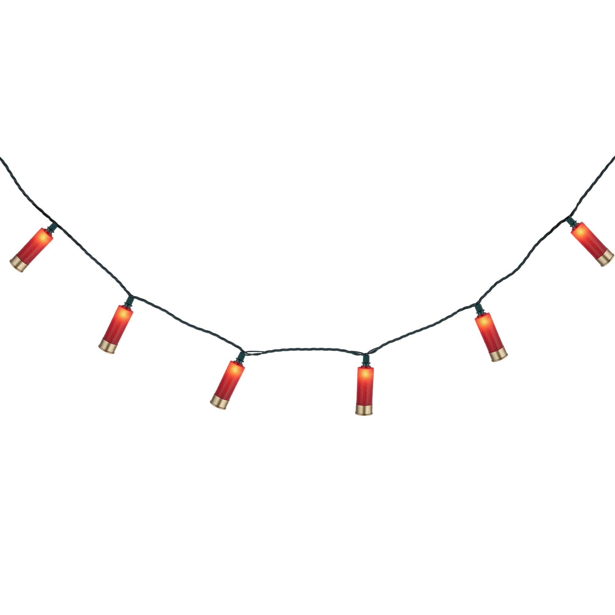 10-Count Red and Gold Shotgun Shells Patio Light Set 5.75ft Green Wire